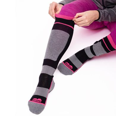 Женские горнолыжные носки, розово-черный, 35-37